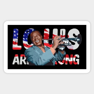 Louis Armstrong American Flag Sticker